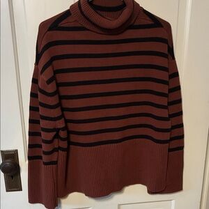 GAP Striped Turtleneck Sweater - Brown and Black